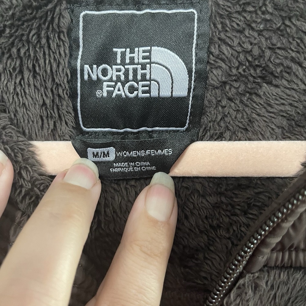 North Face Jacket Womens Medium Brown Fleece Full Zip Hooded Outdoors Coat Warm - Picture 4 of 11